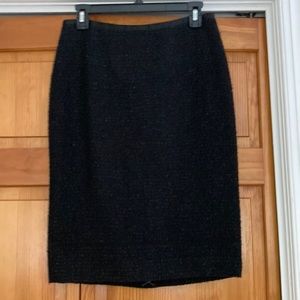 Talbots Black Shimmer Wool Blend Pencil Skirt